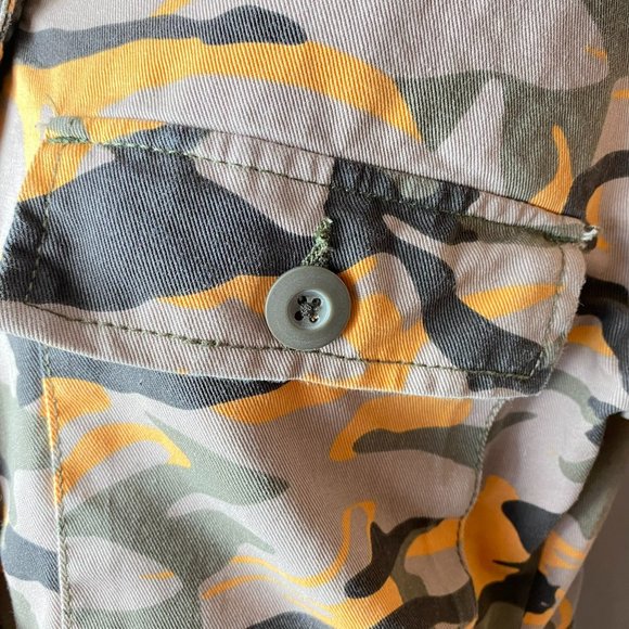 New Look Womens Orange Camo Cropped Denim Jean Jacket Size Medium - Picture 5 of 8